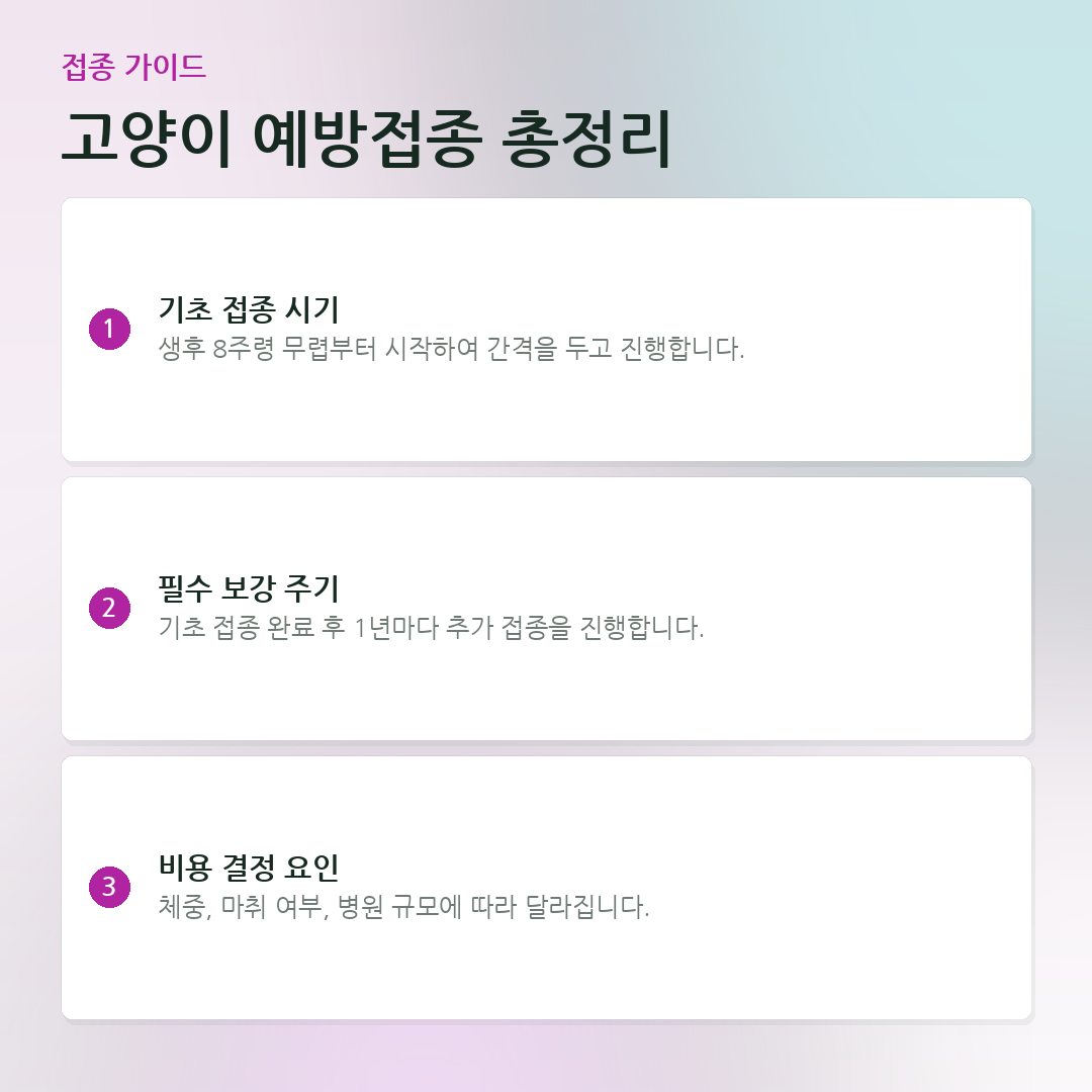 고양이 예방접종 총정리 요약 카드