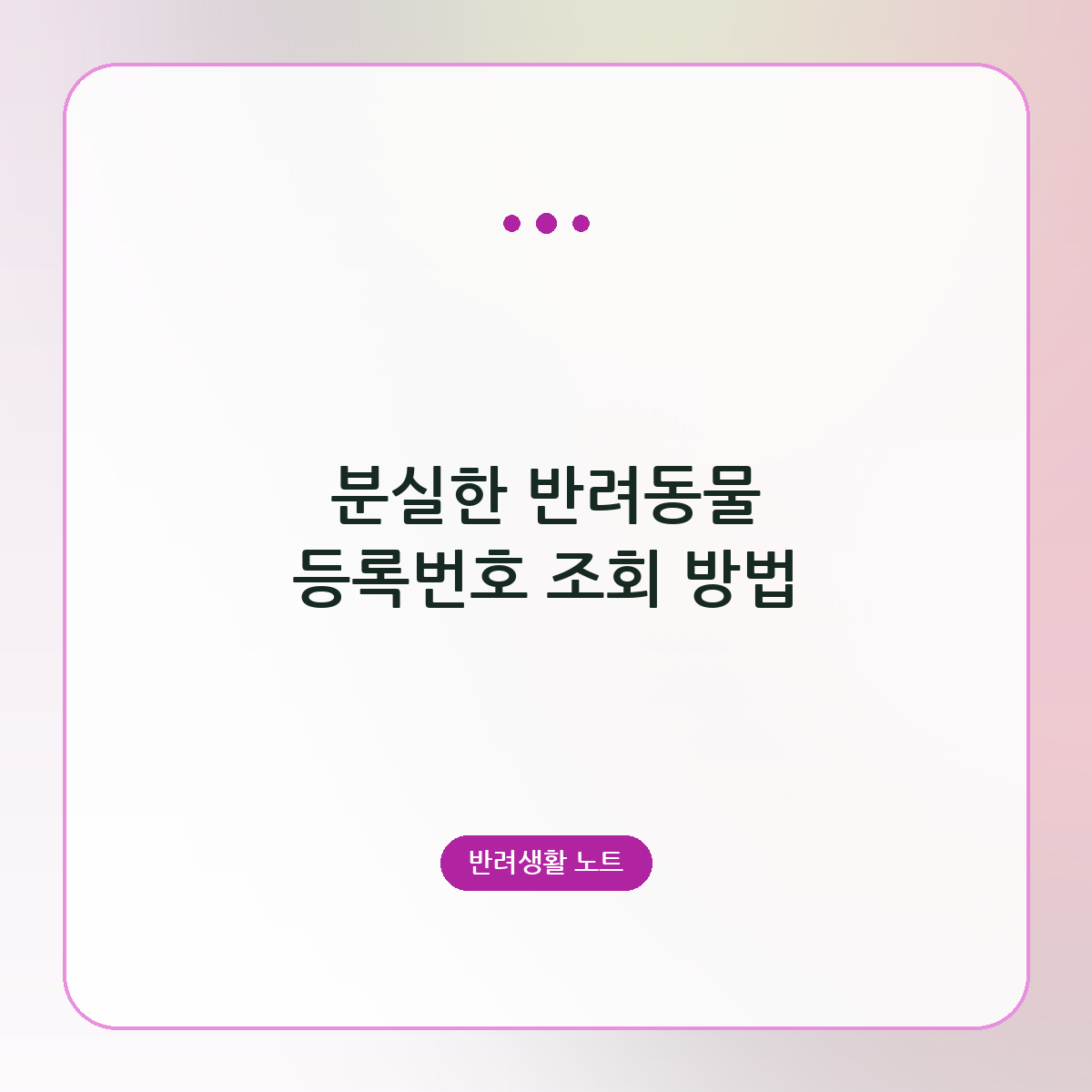 분실한 반려동물 등록번호 조회 방법