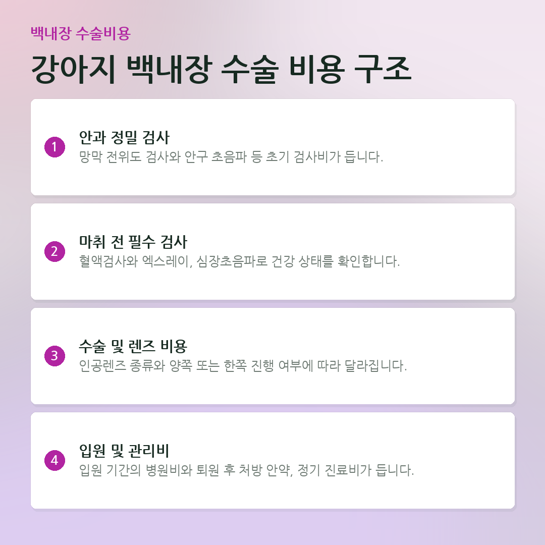 강아지 백내장 수술 비용 구조 요약 카드