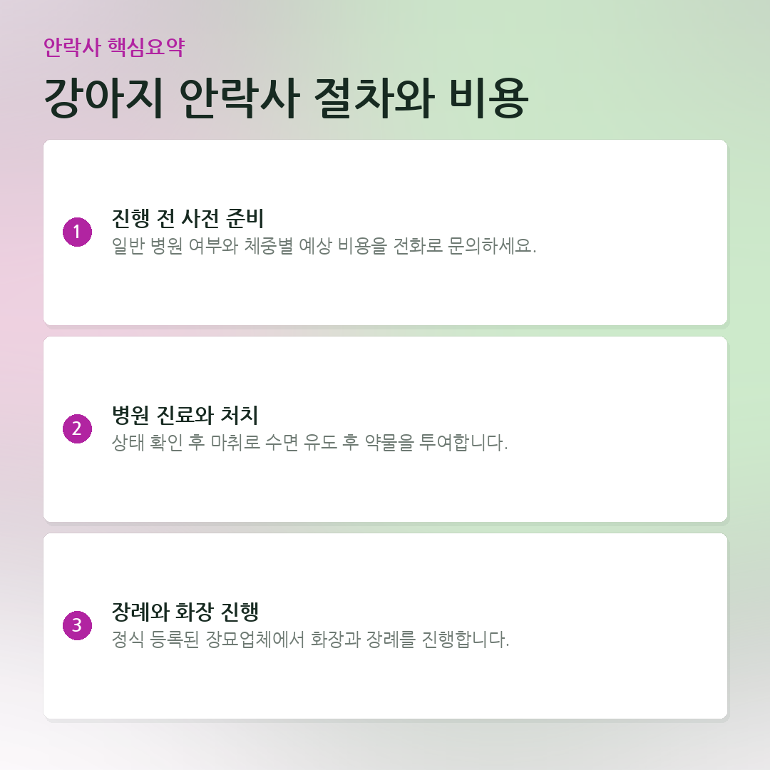 강아지 안락사 절차와 비용 요약 카드
