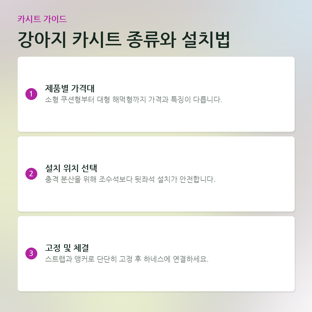 강아지 카시트 종류와 설치법 요약 카드