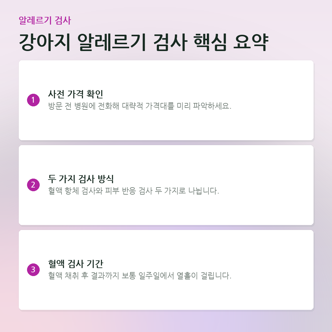강아지 알레르기 검사 핵심 요약 요약 카드