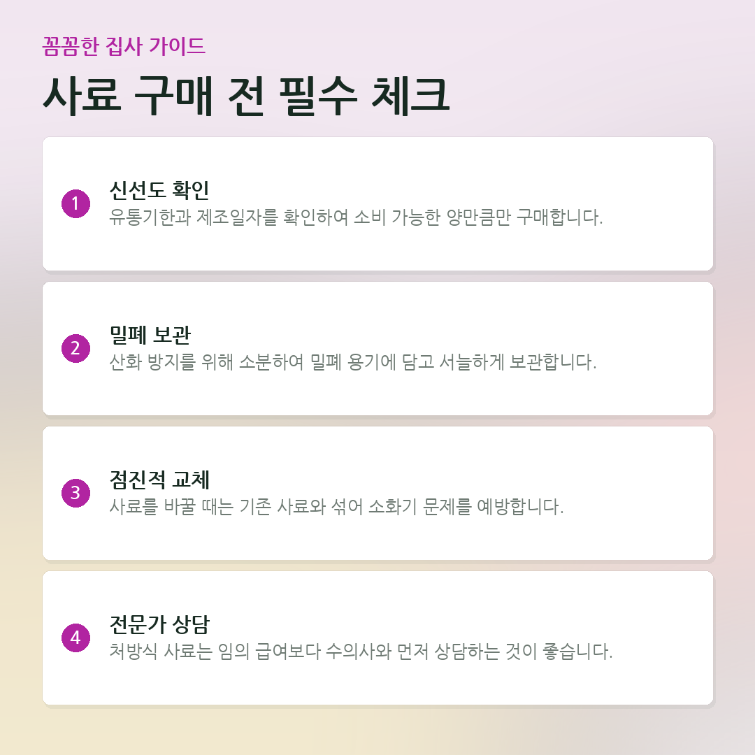 사료 구매 전 필수 체크 요약 카드
