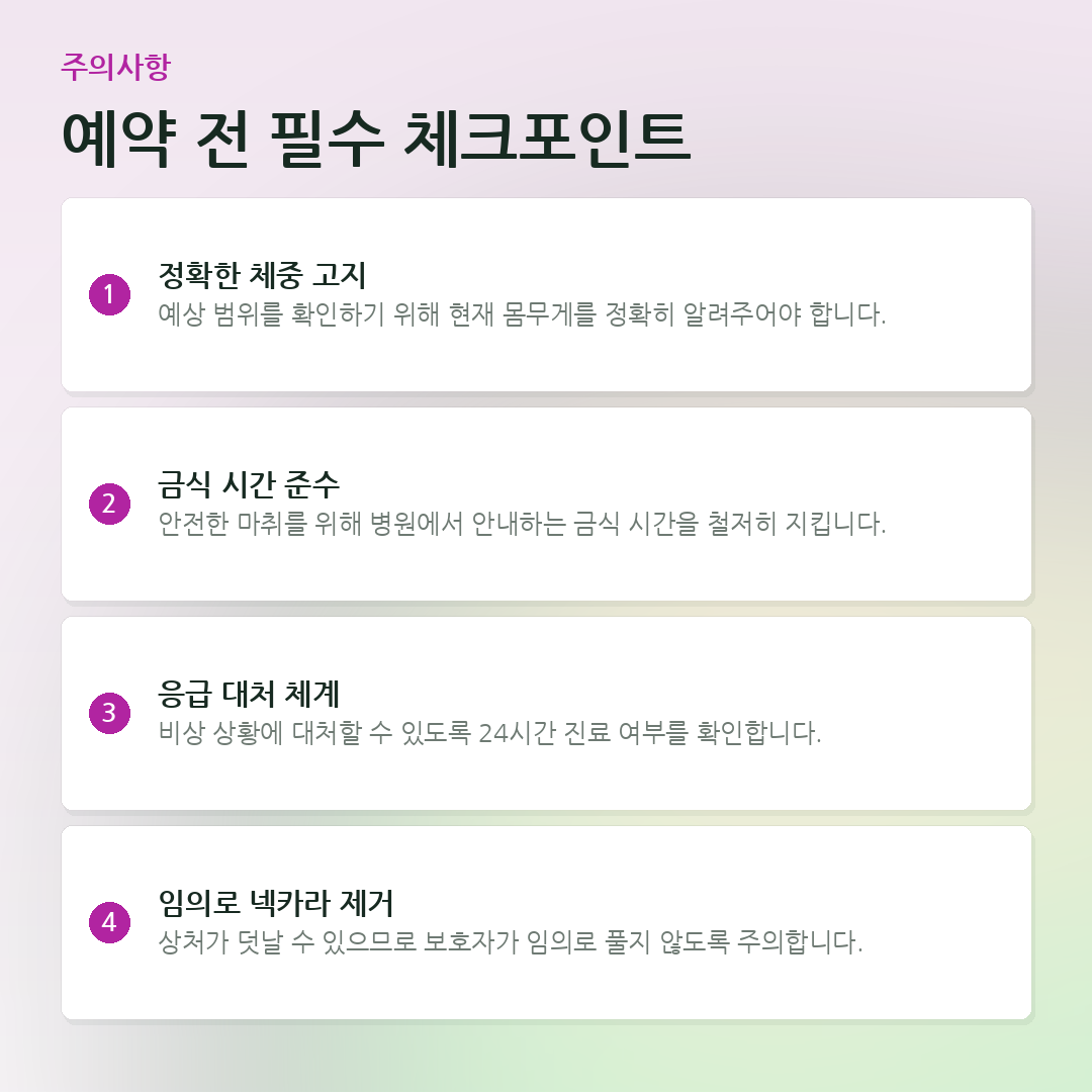 예약 전 필수 체크포인트 요약 카드