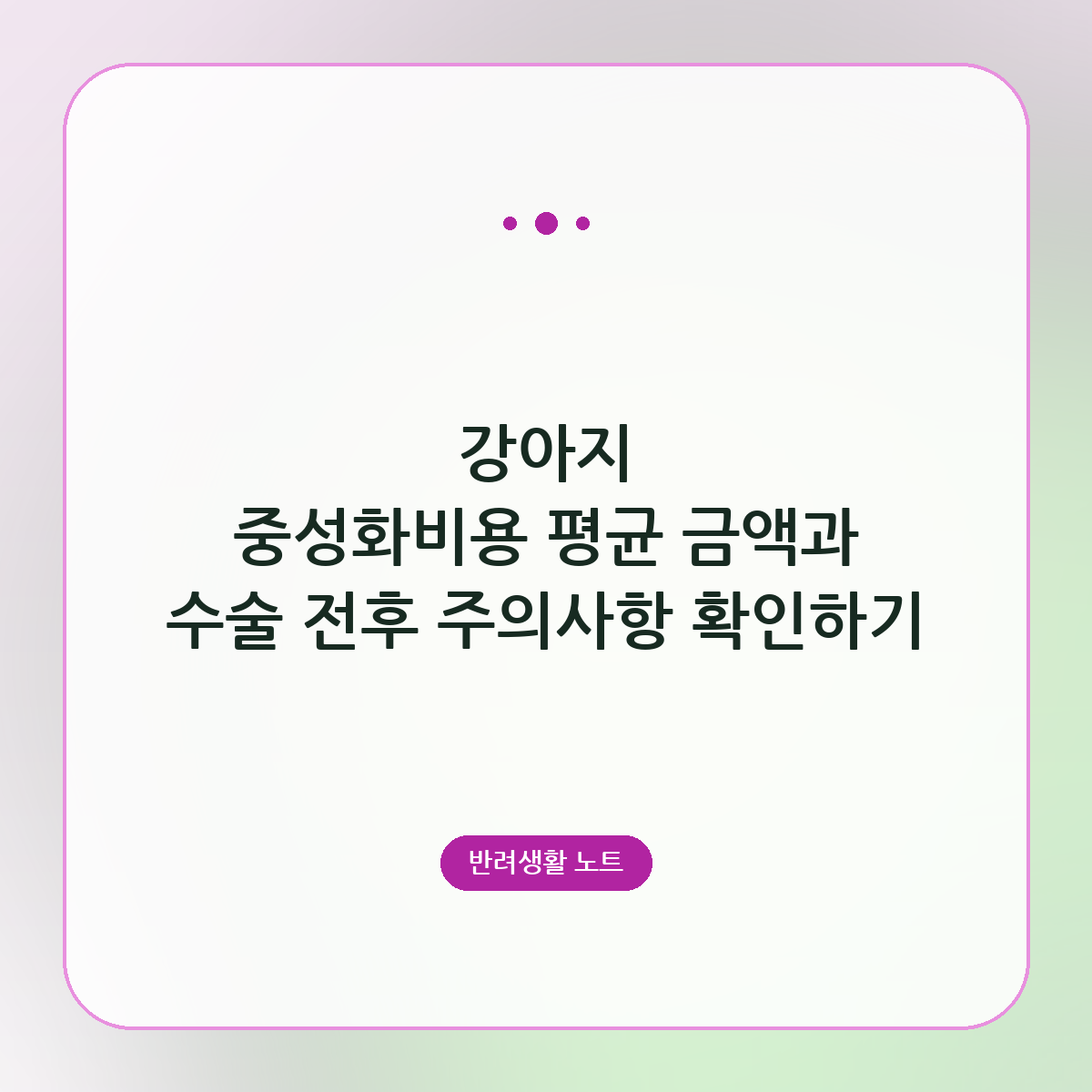 강아지 중성화비용 평균 금액과 수술 전후 주의사항 확인하기