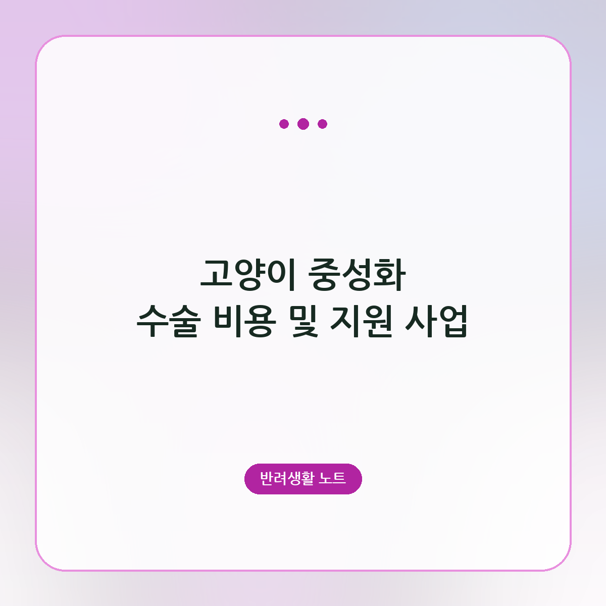 고양이 중성화 수술 비용 및 지원 사업