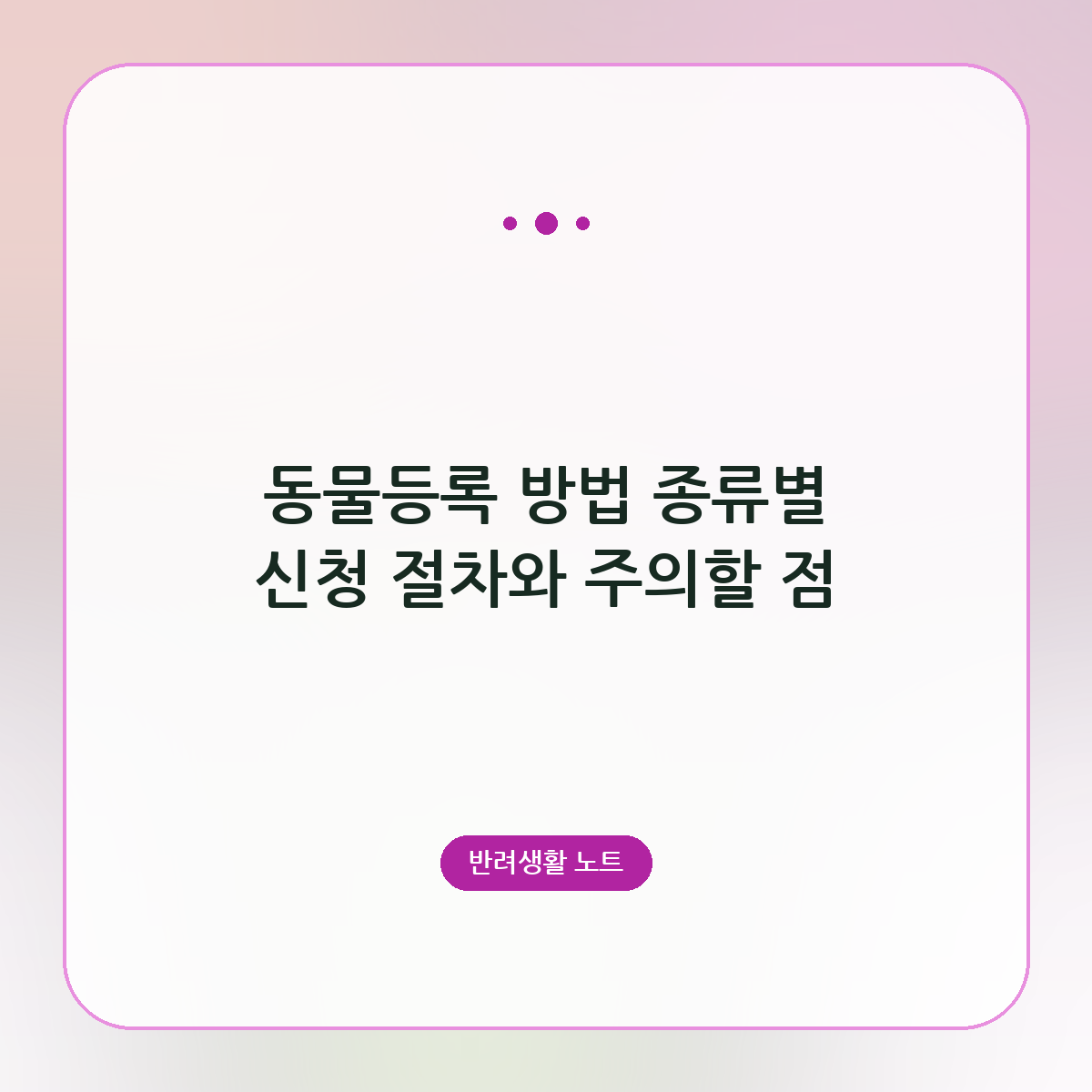 동물등록 방법 종류별 신청 절차와 주의할 점