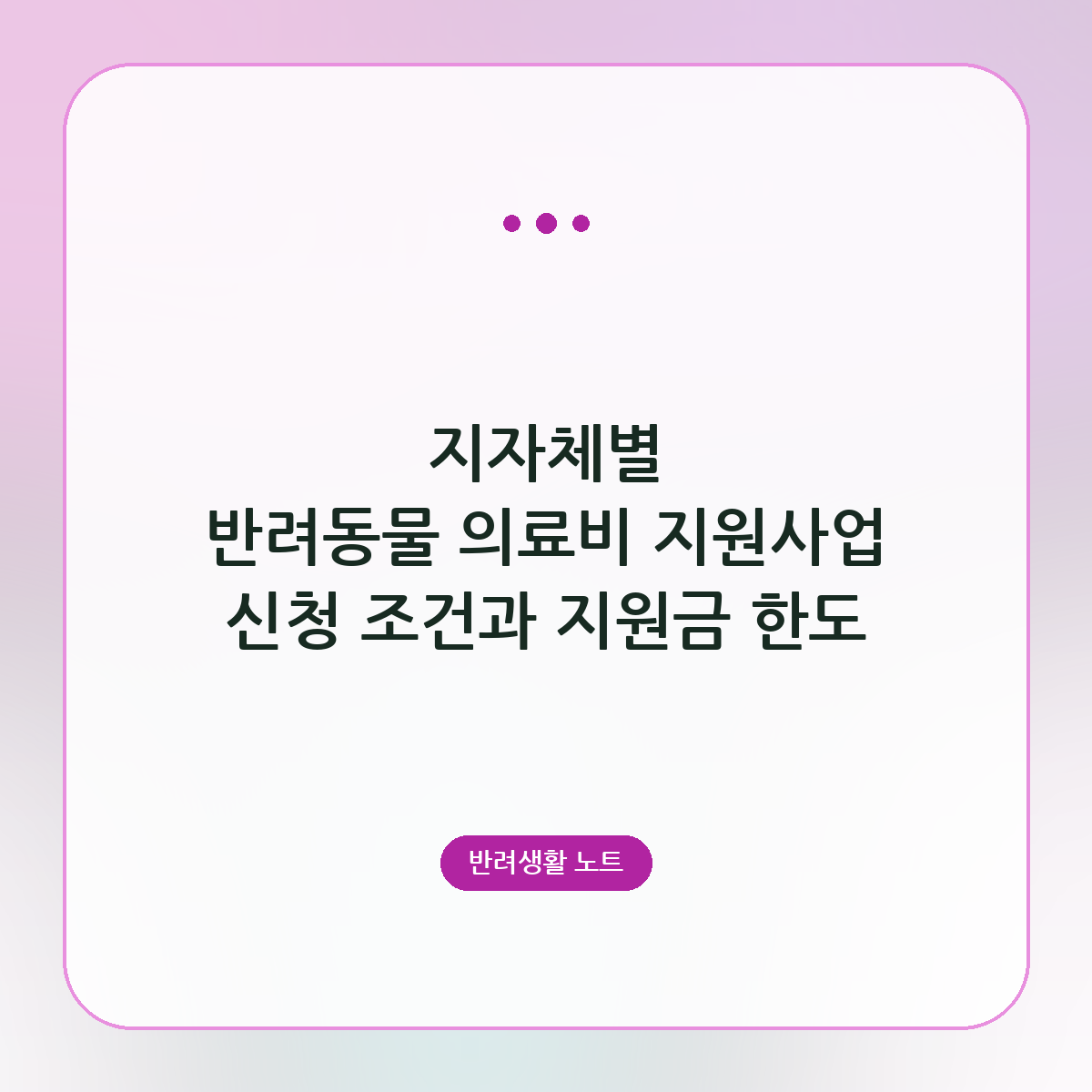 지자체별 반려동물 의료비 지원사업 신청 조건과 지원금 한도
