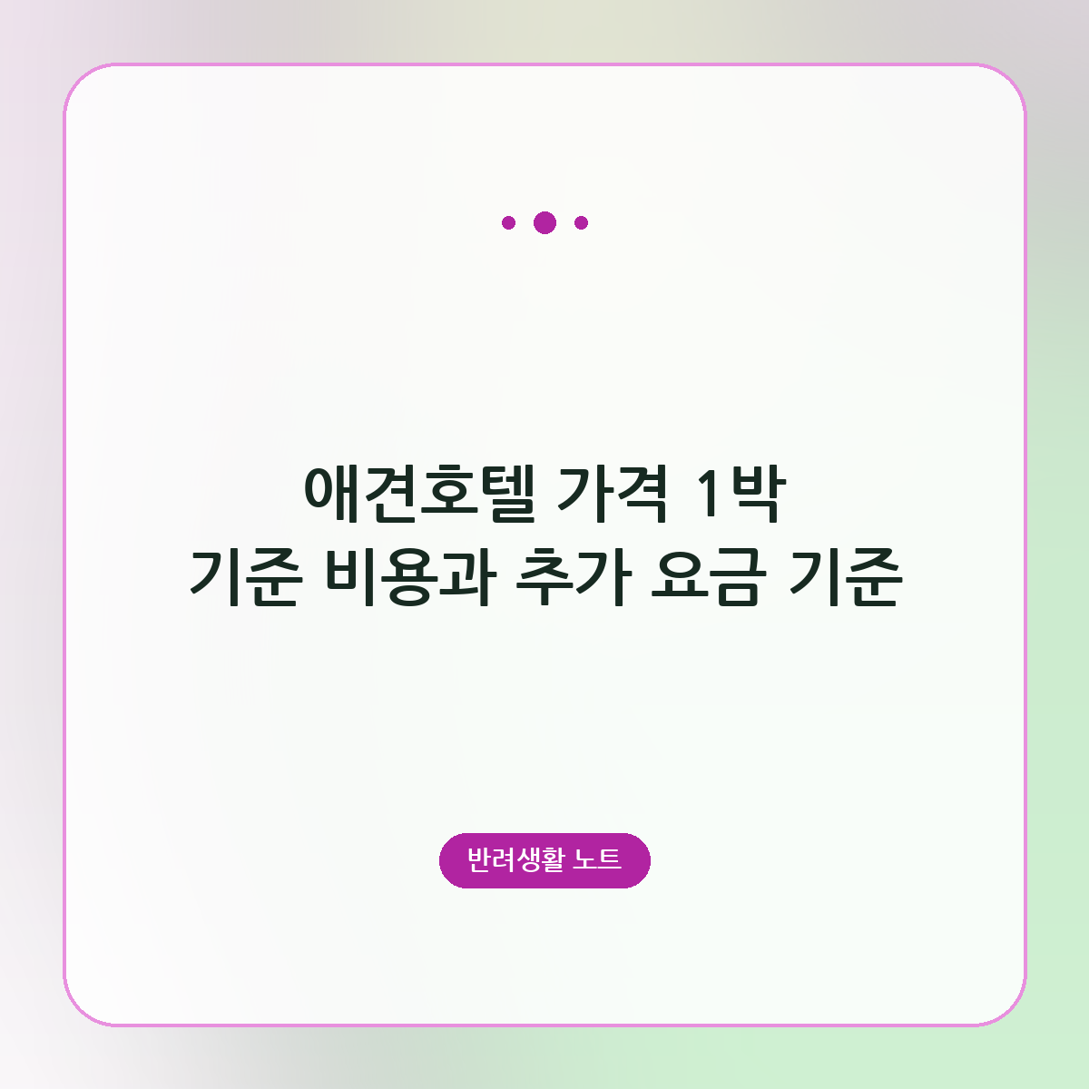애견호텔 가격 1박 기준 비용과 추가 요금 기준